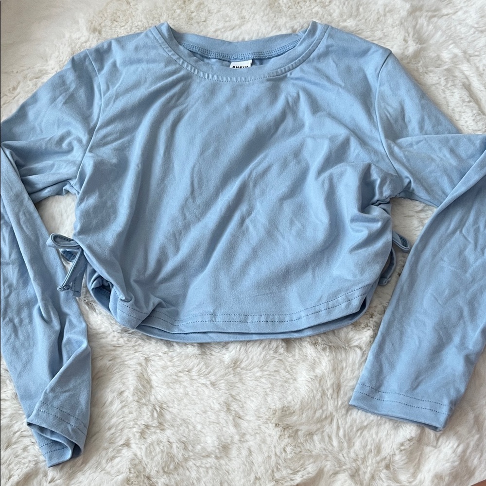 SHEIN Sky Blue Long Sleeve crop Top